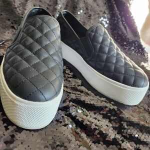 Steve Madden Quilted Black Slip-On Platform Sneakers